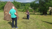 cutting the hay with locals in maramures